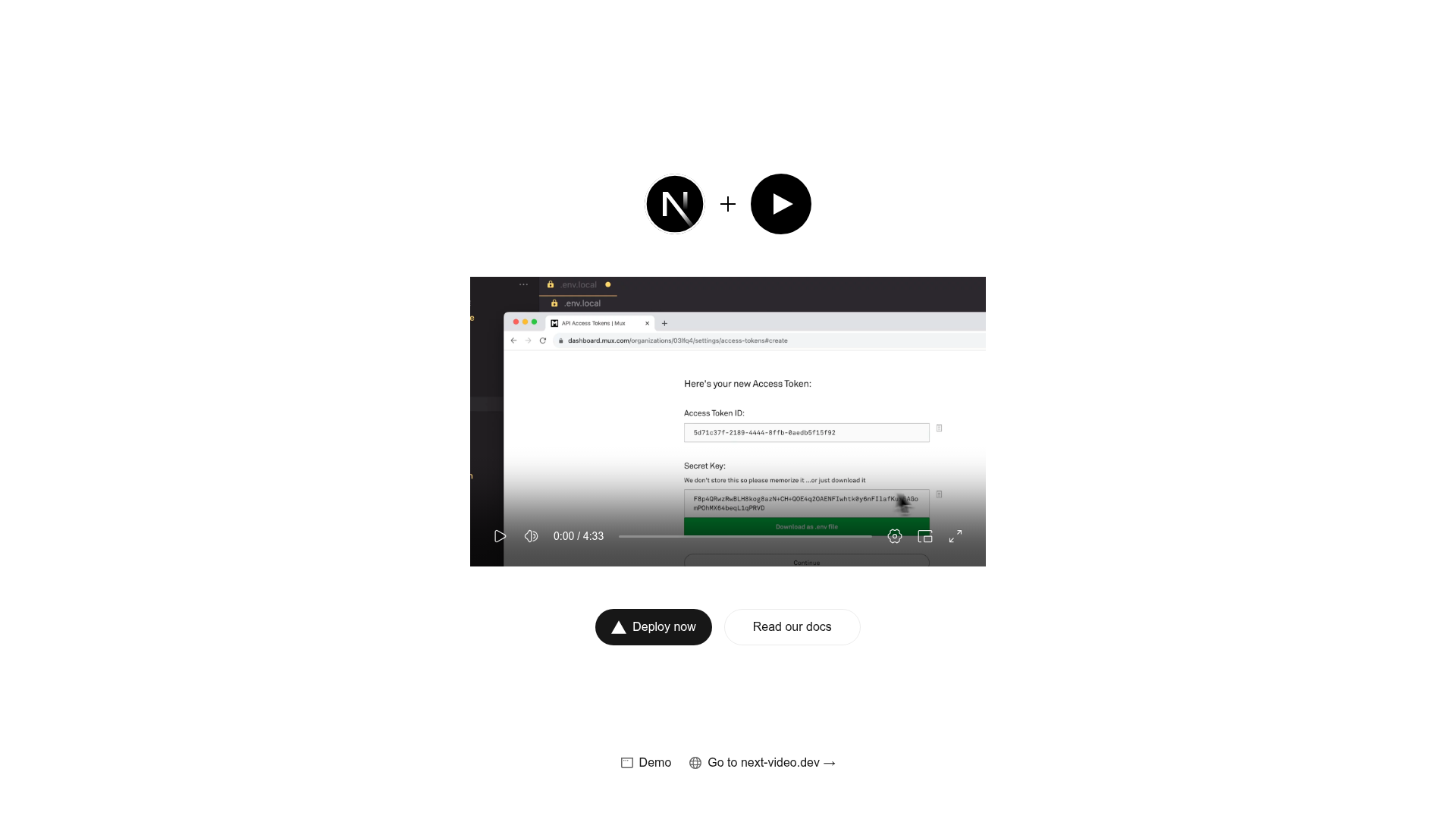 screenshot of Next.js Video Starter on template0.com