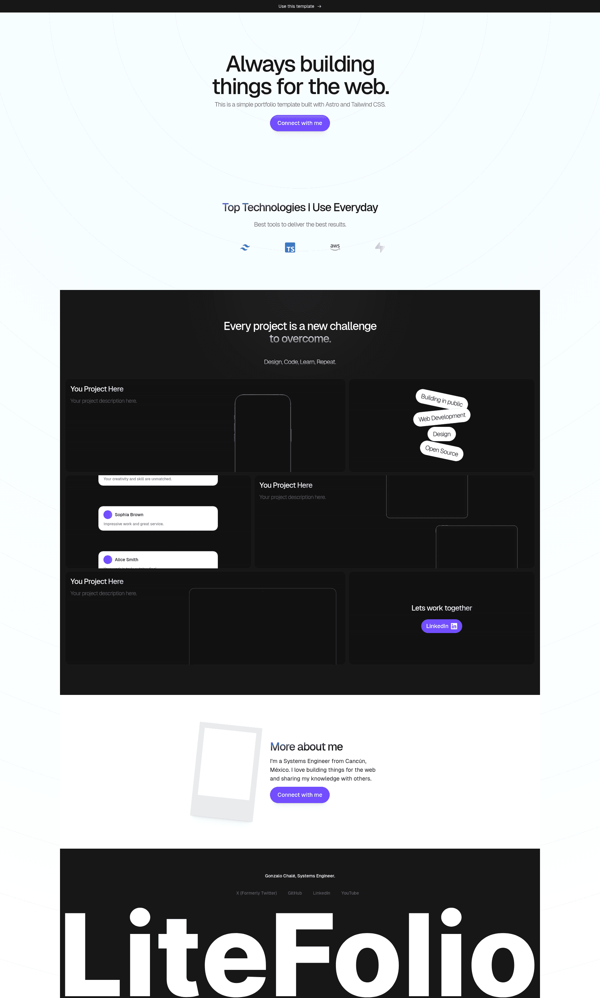 screenshot of Litefolio on template0.com