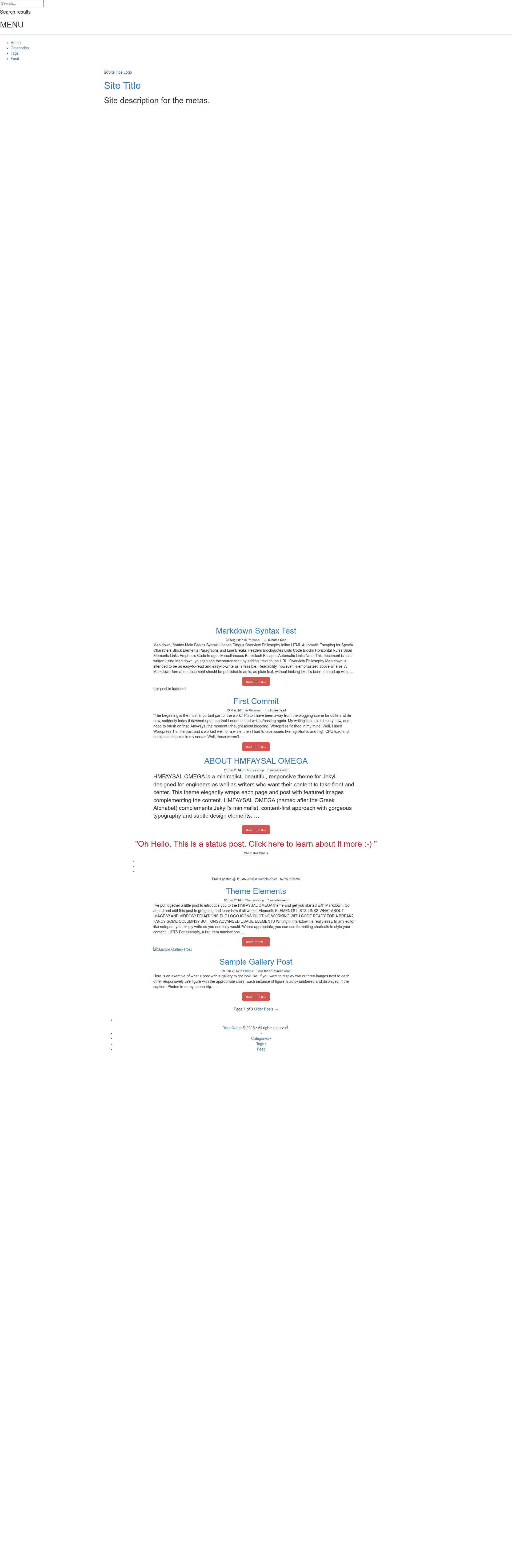 screenshot of HMFAYSAL OMEGA Theme on template0.com