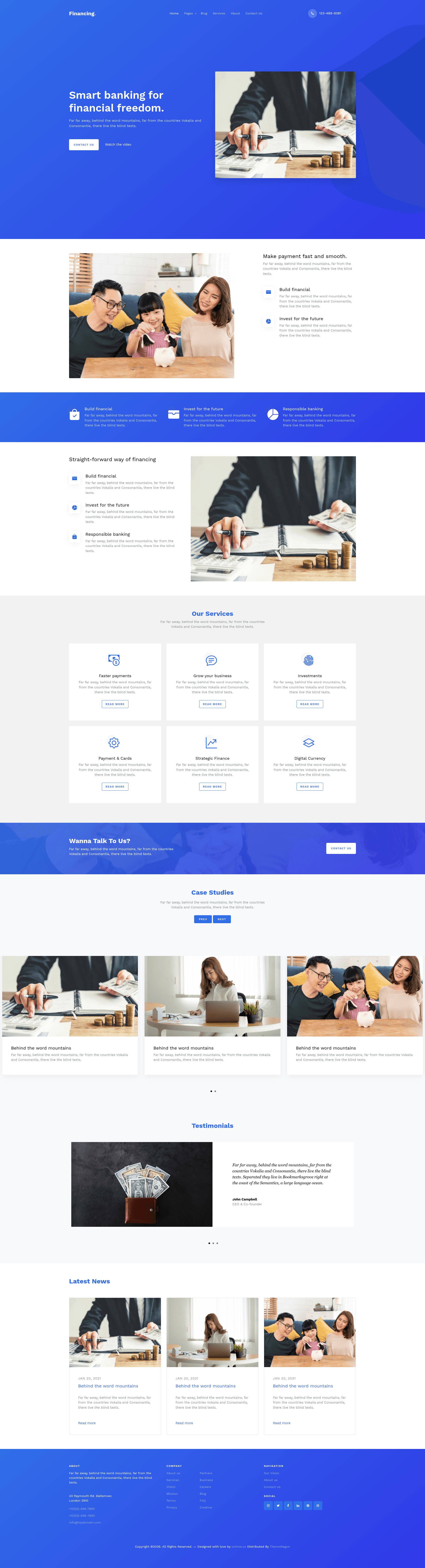 screenshot of Financing – Free Bootstrap 5 Consultancy Landing Page Template on template0.com