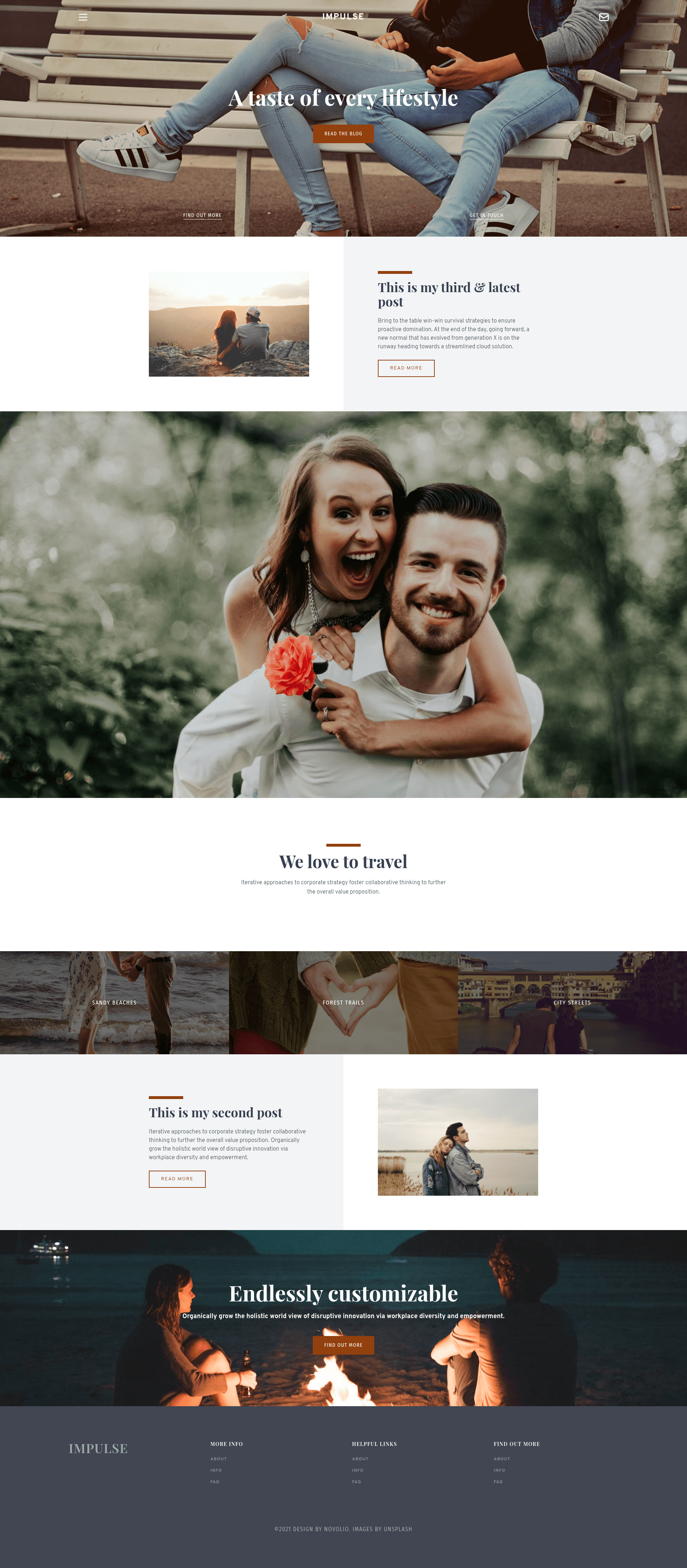 screenshot of Impulse – Free Tailwind CSS Traveling Blog Website Template on template0.com
