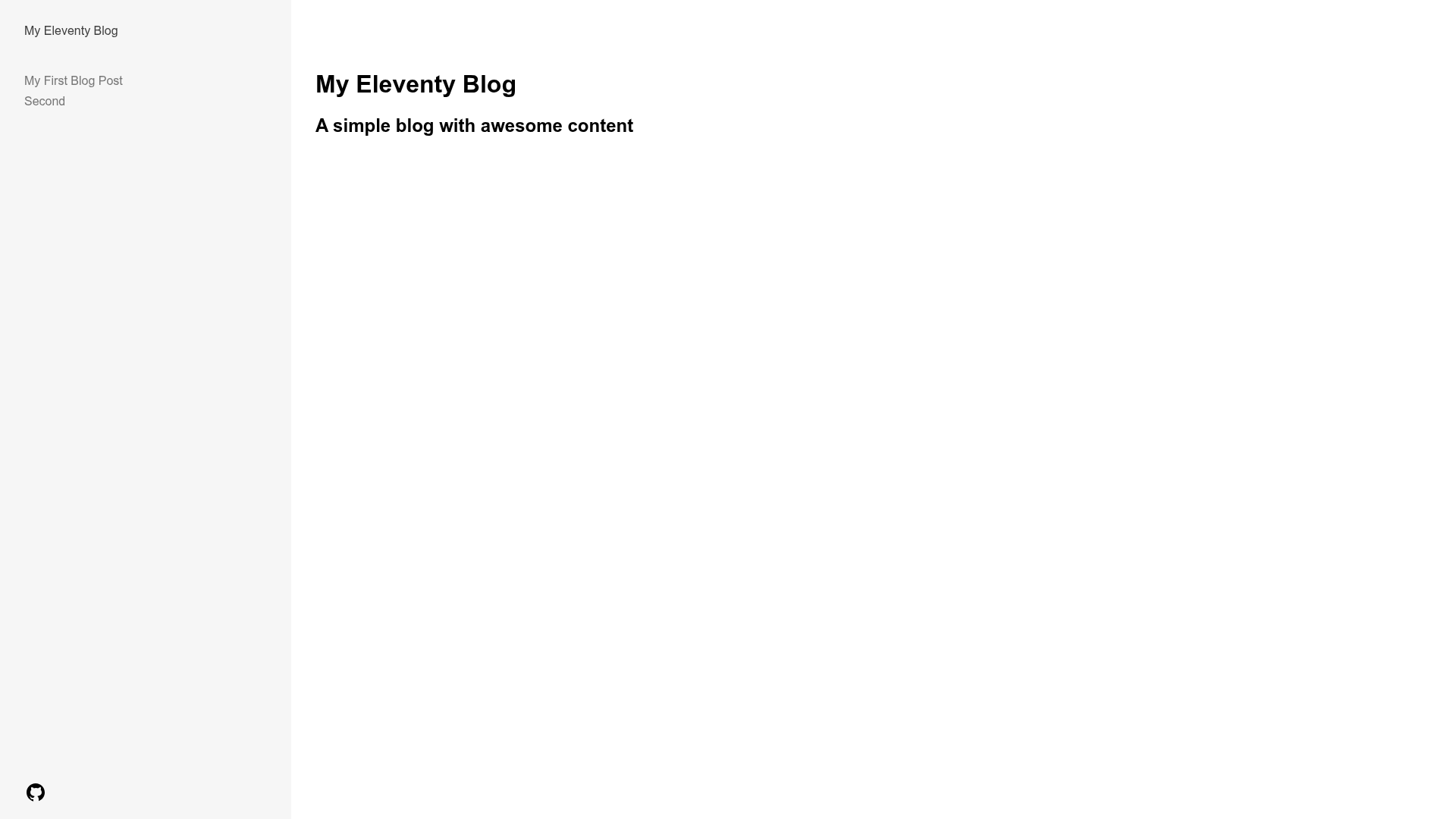 screenshot of Eleventy Blog Template on template0.com
