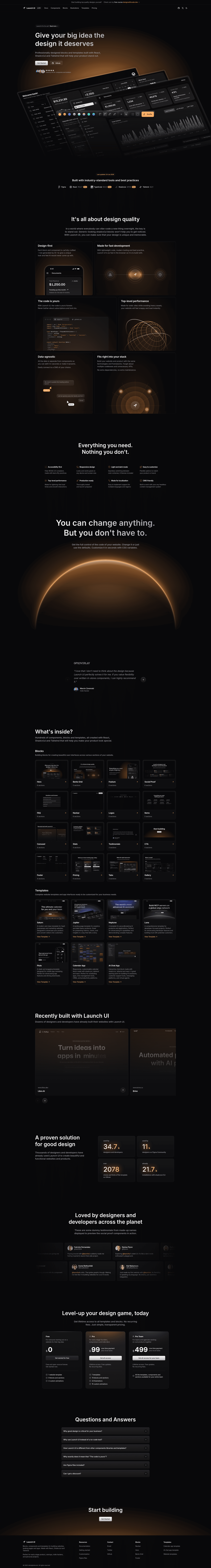 screenshot of Launch UI on template0.com