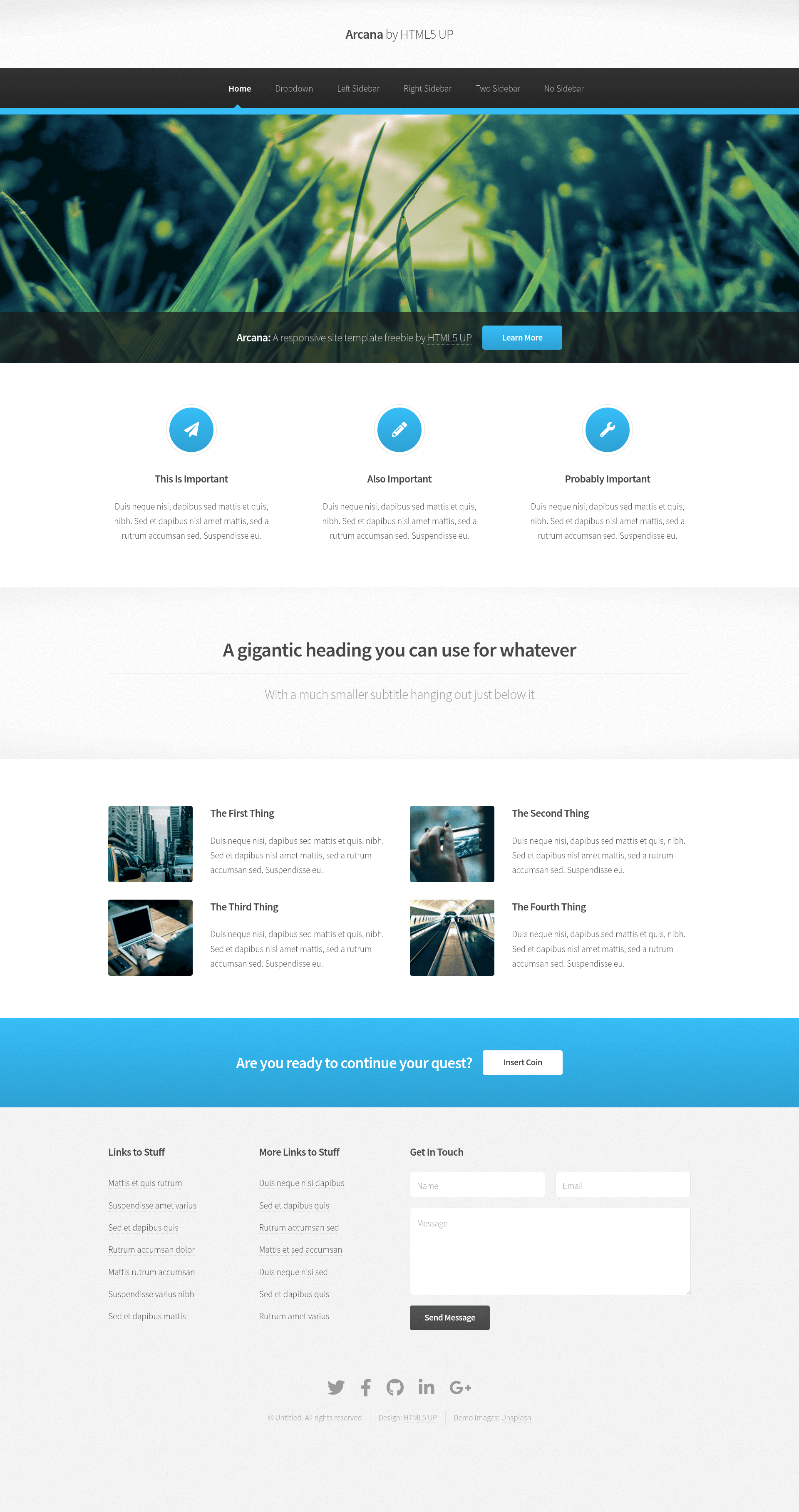 screenshot of Arcana on template0.com