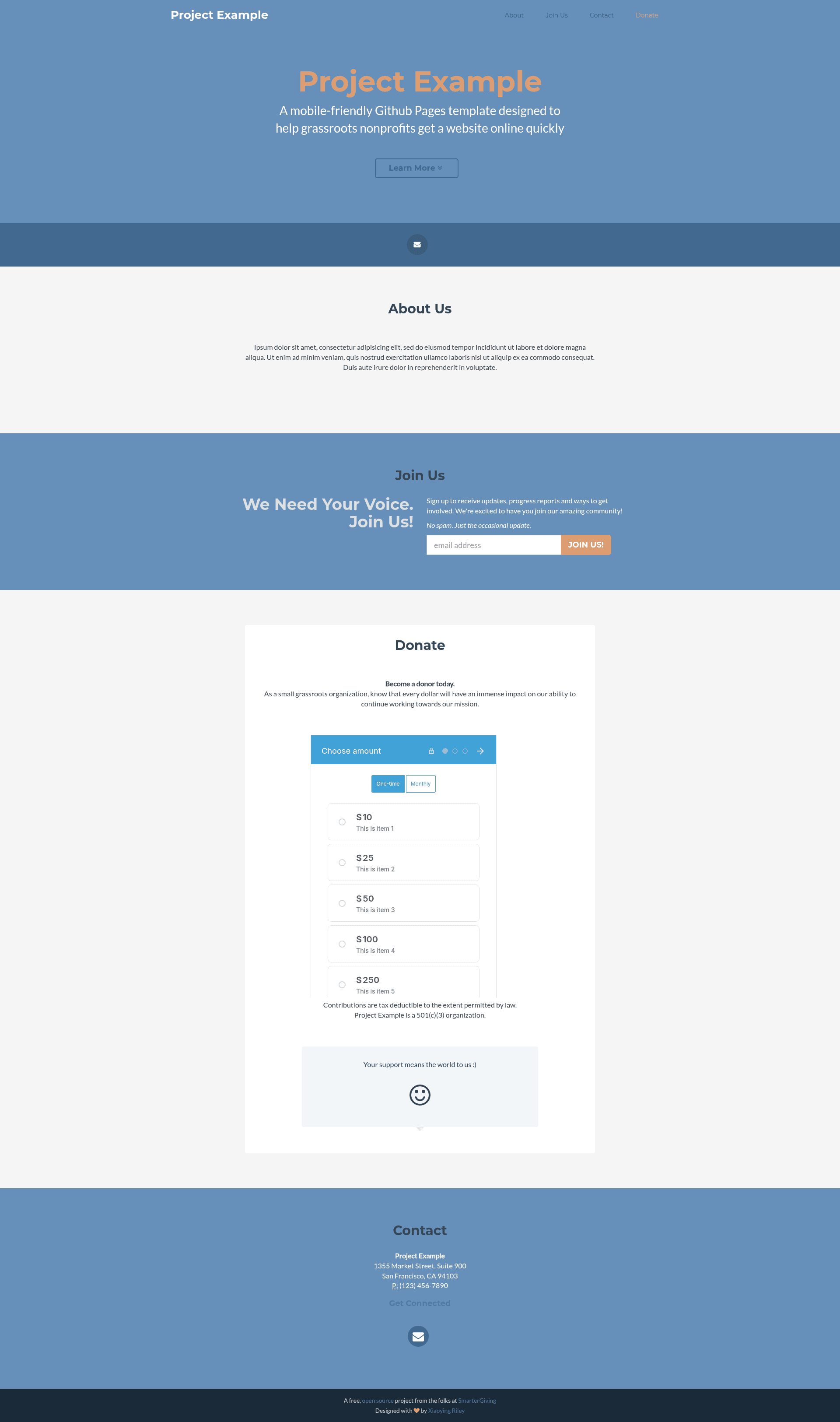 screenshot of Free Nonprofit Starter Website on template0.com