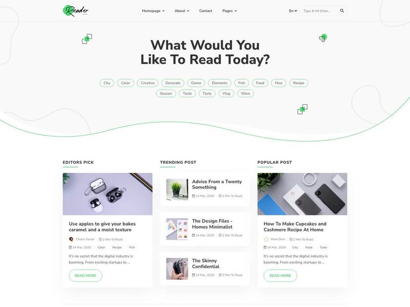 Image for Reader Bootstrap Blog Template on template0.com Image for Reader Bootstrap Blog Template on template0.com