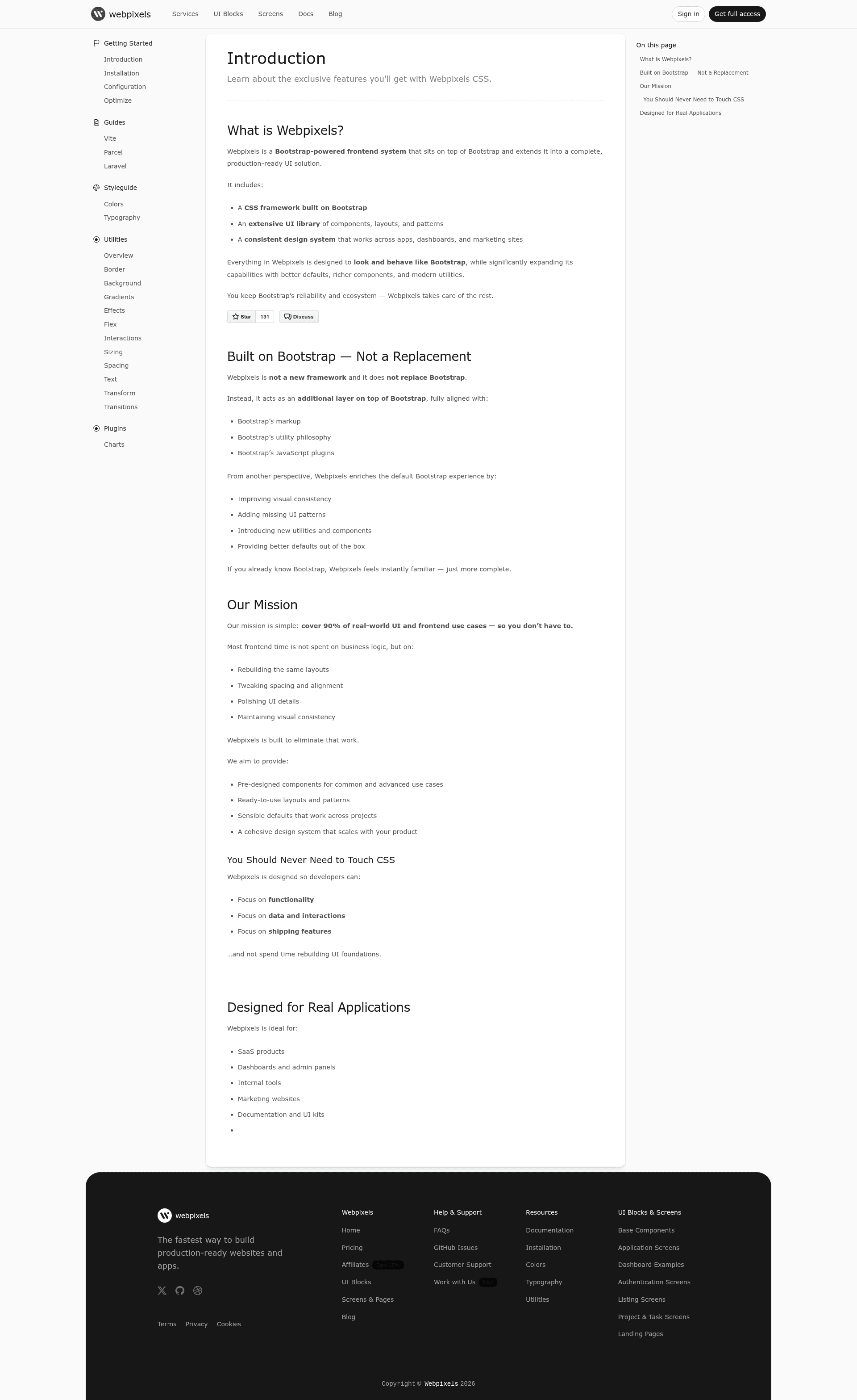 screenshot of Webpixels CSS on template0.com