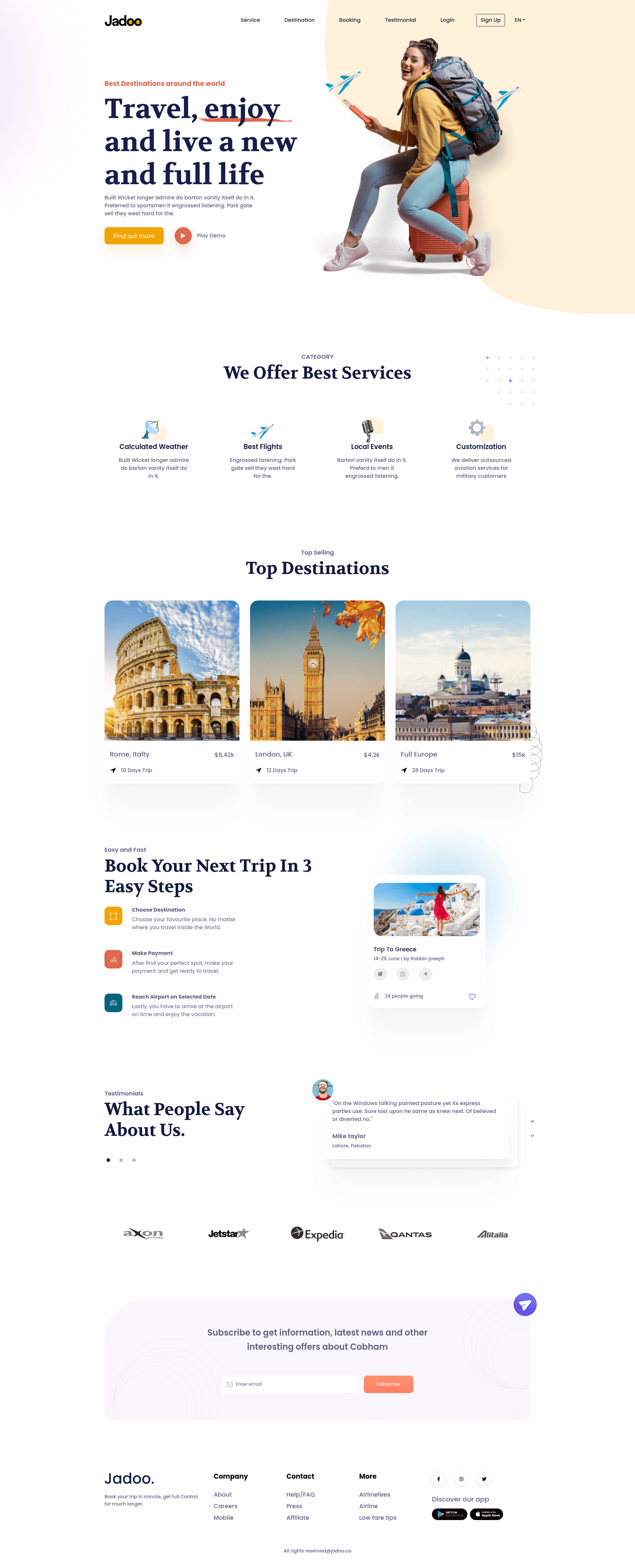 screenshot of Jadoo - Free Bootstrap 5 HTML5 Travel Agency Website Template on template0.com
