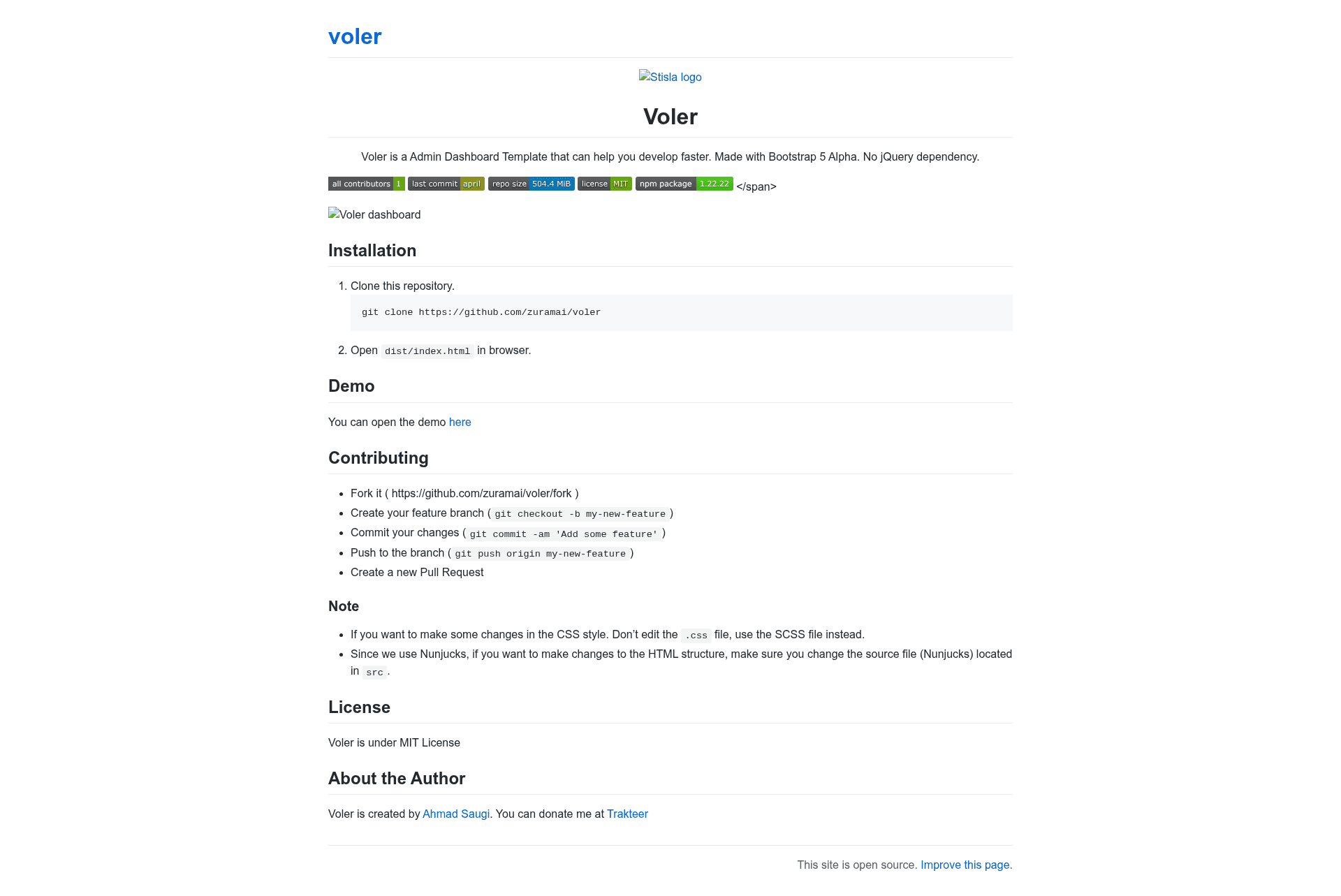 screenshot of Voler – Free Bootstrap 5 Admin Dashboard Template on template0.com