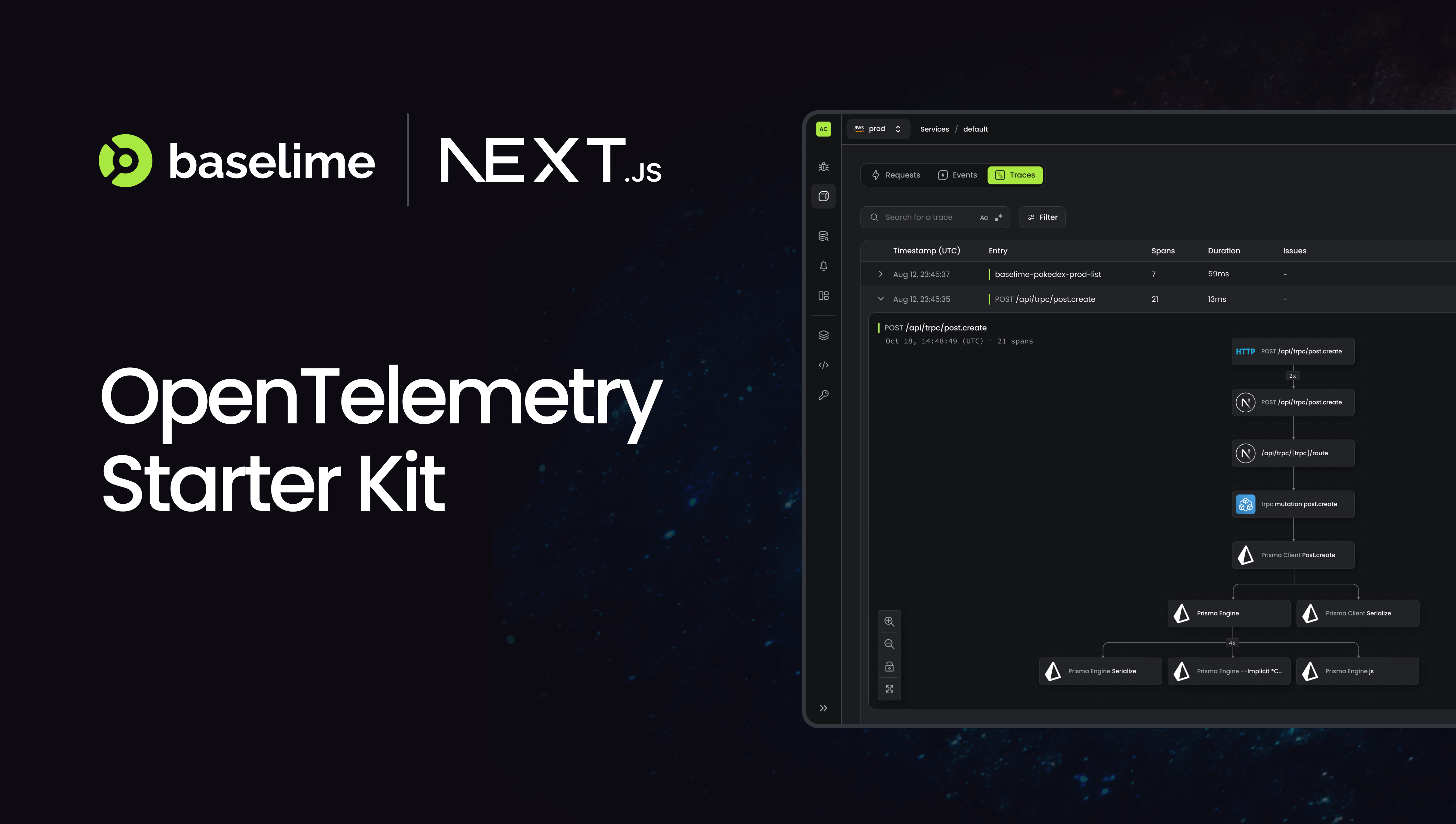 Next.js Baselime Template with OpenTelemetry preview
