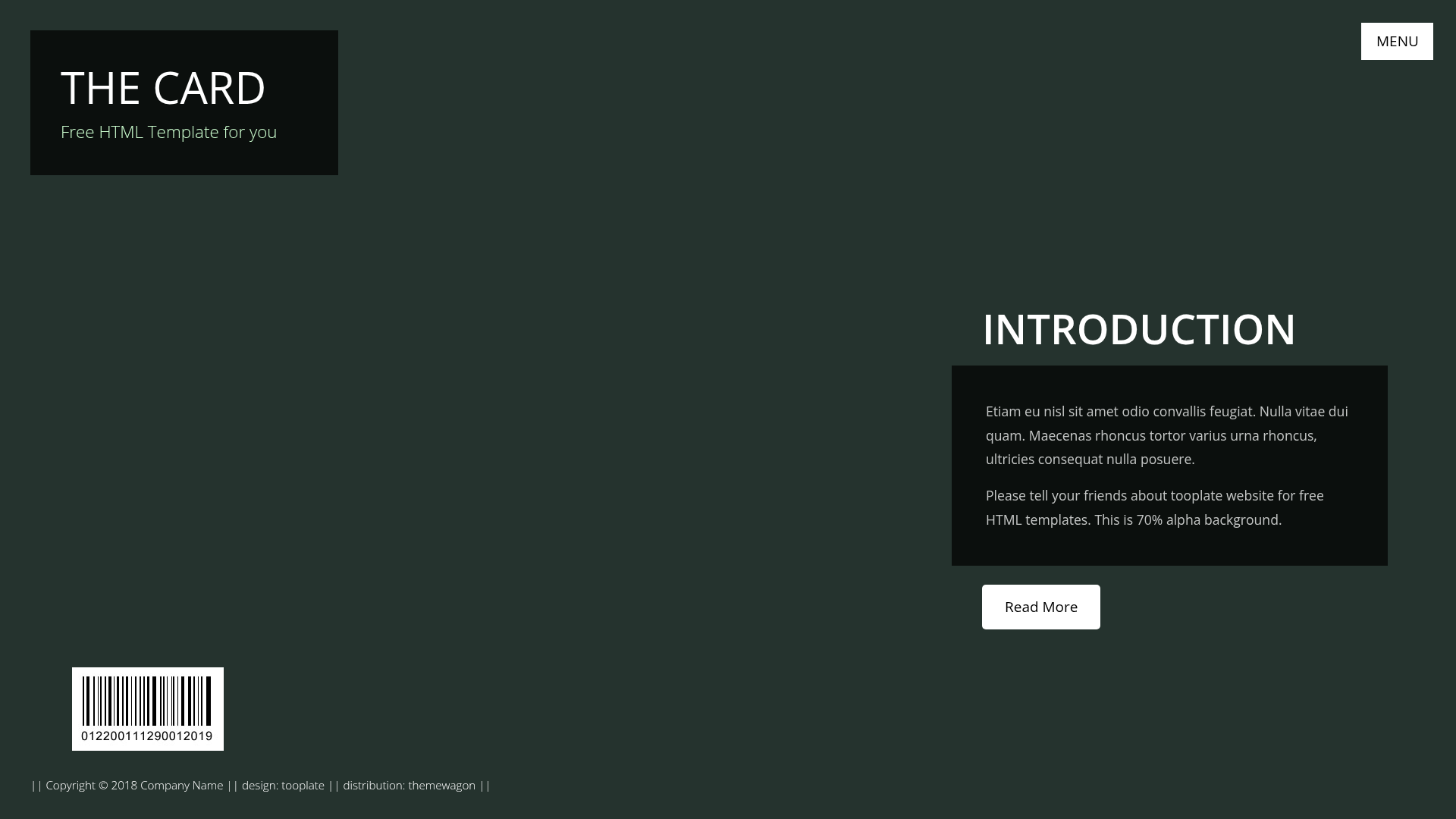 screenshot of The Card on template0.com