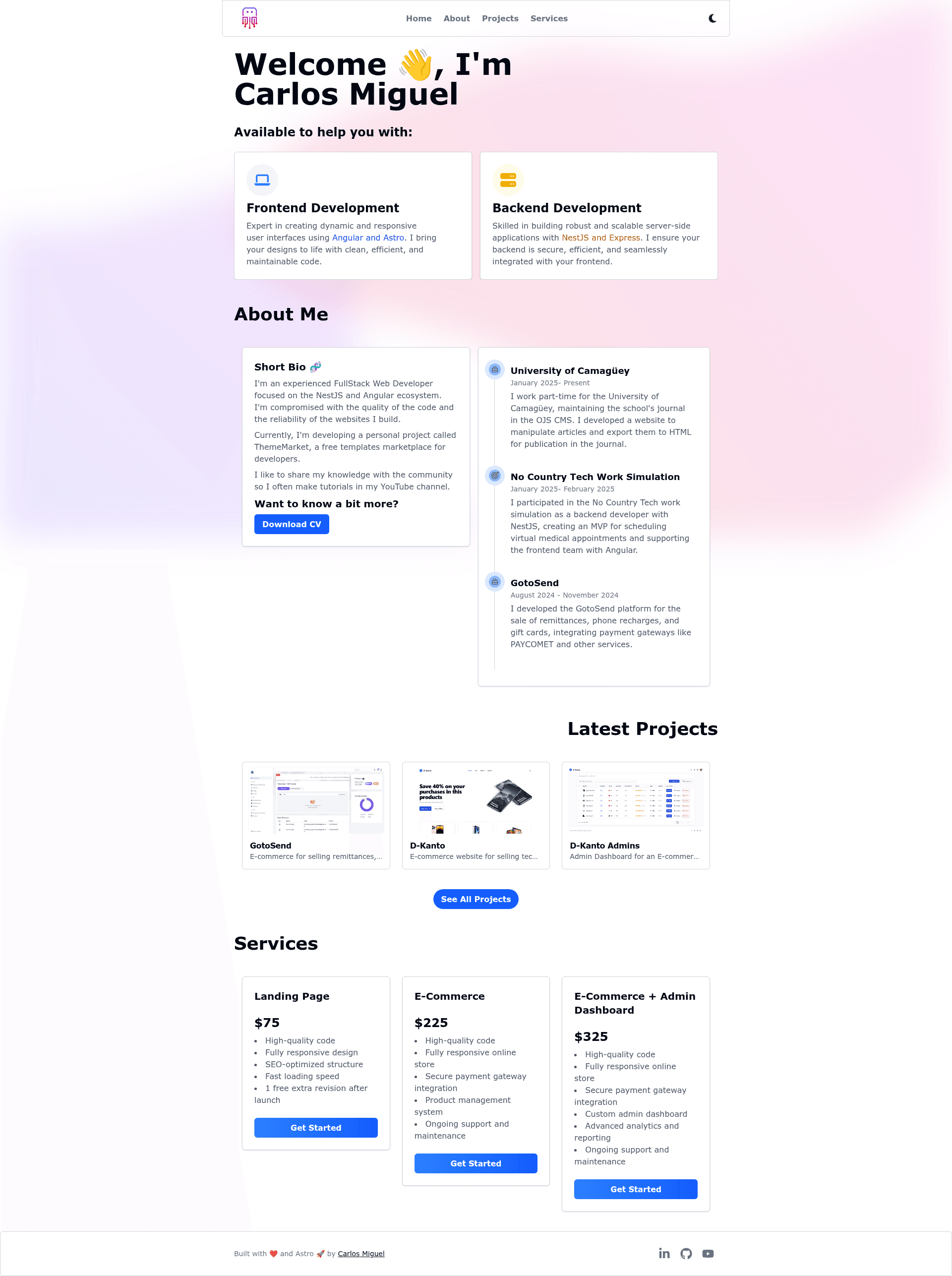 screenshot of Portfolio Demo 1 on template0.com