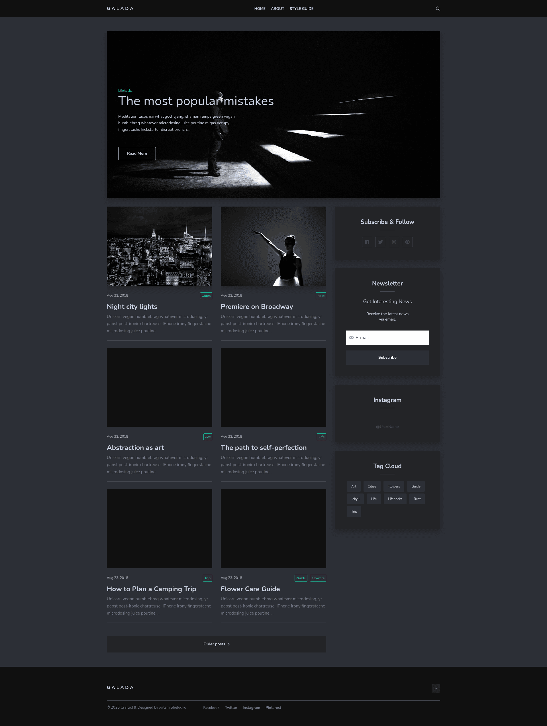 screenshot of Galada on template0.com