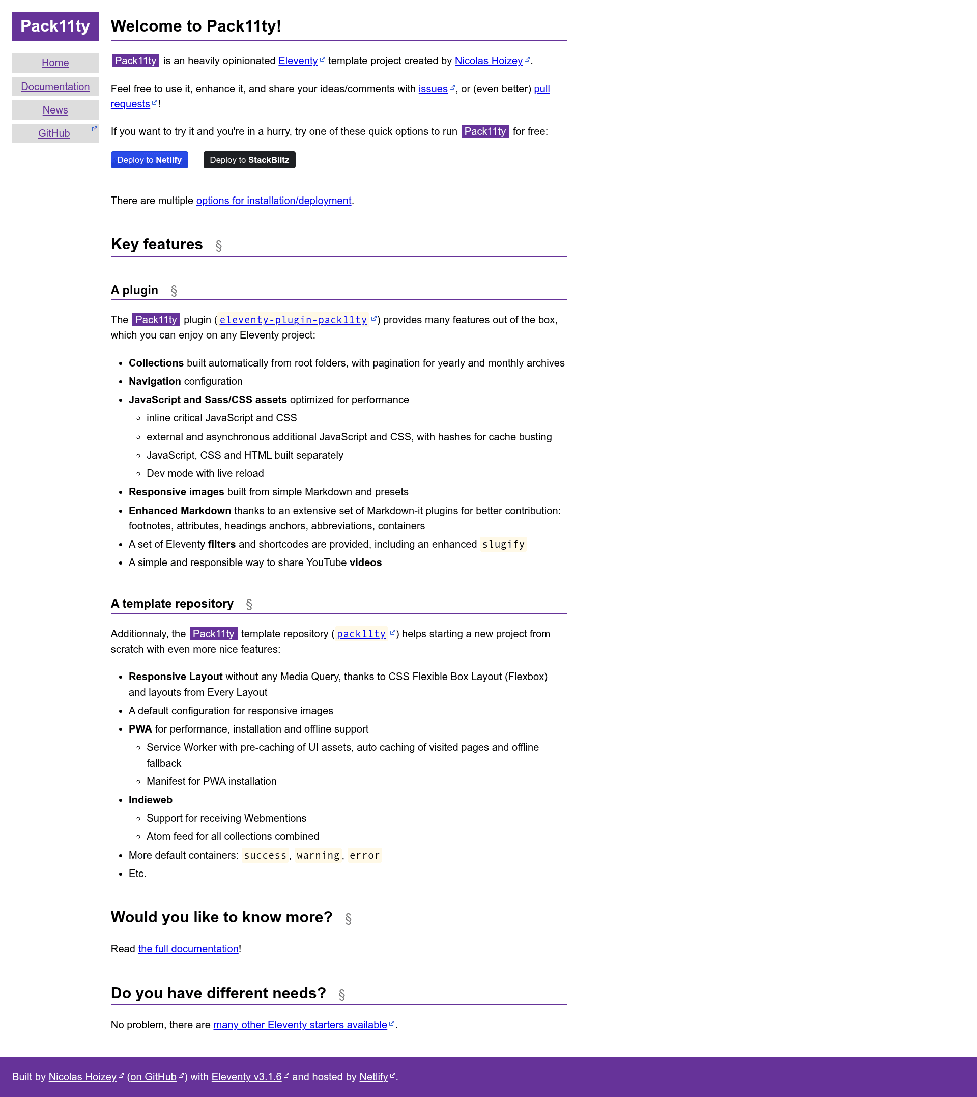 screenshot of Create Pack11ty on template0.com