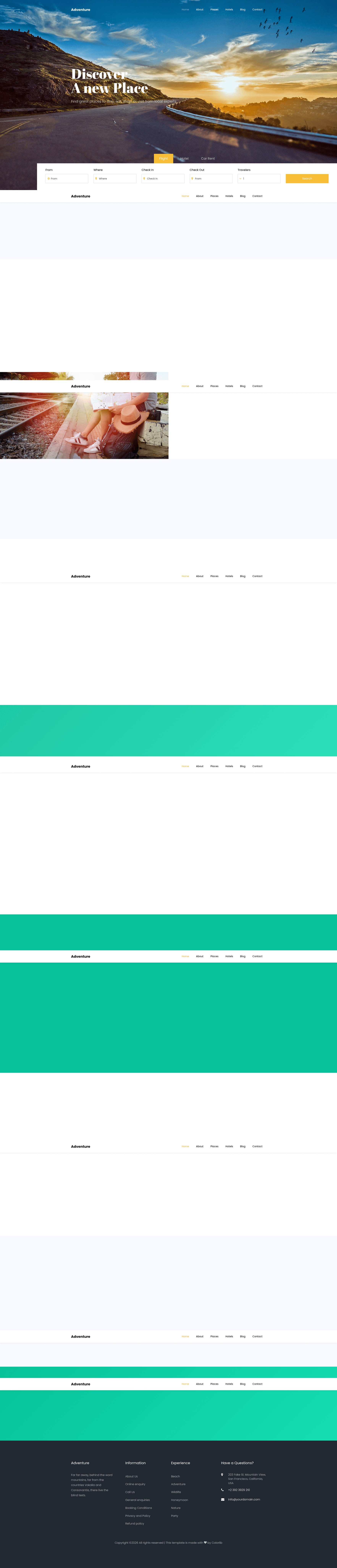 screenshot of Adventure 2 – Free Bootstrap 4 Travel Agency Website Template on template0.com