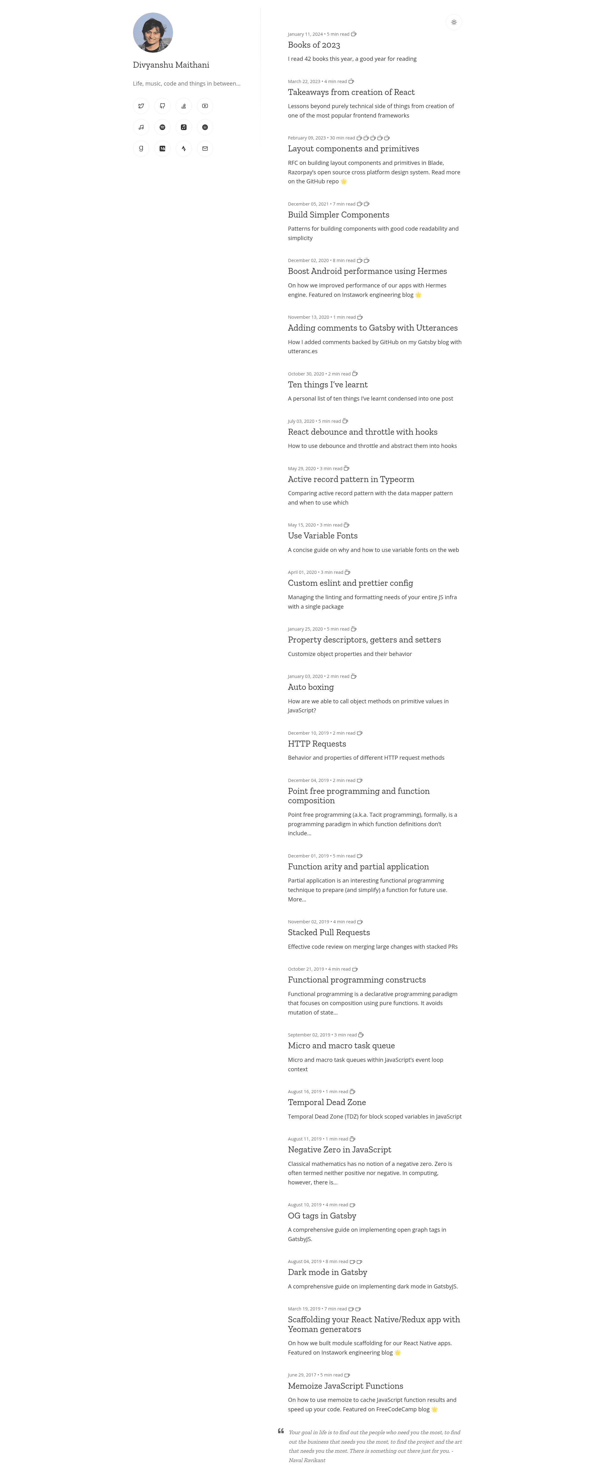 screenshot of Div's Blog on template0.com