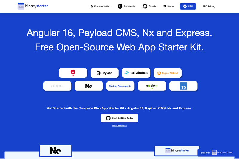 Image for Binarystarter Angular on template0.com Image for Binarystarter Angular on template0.com