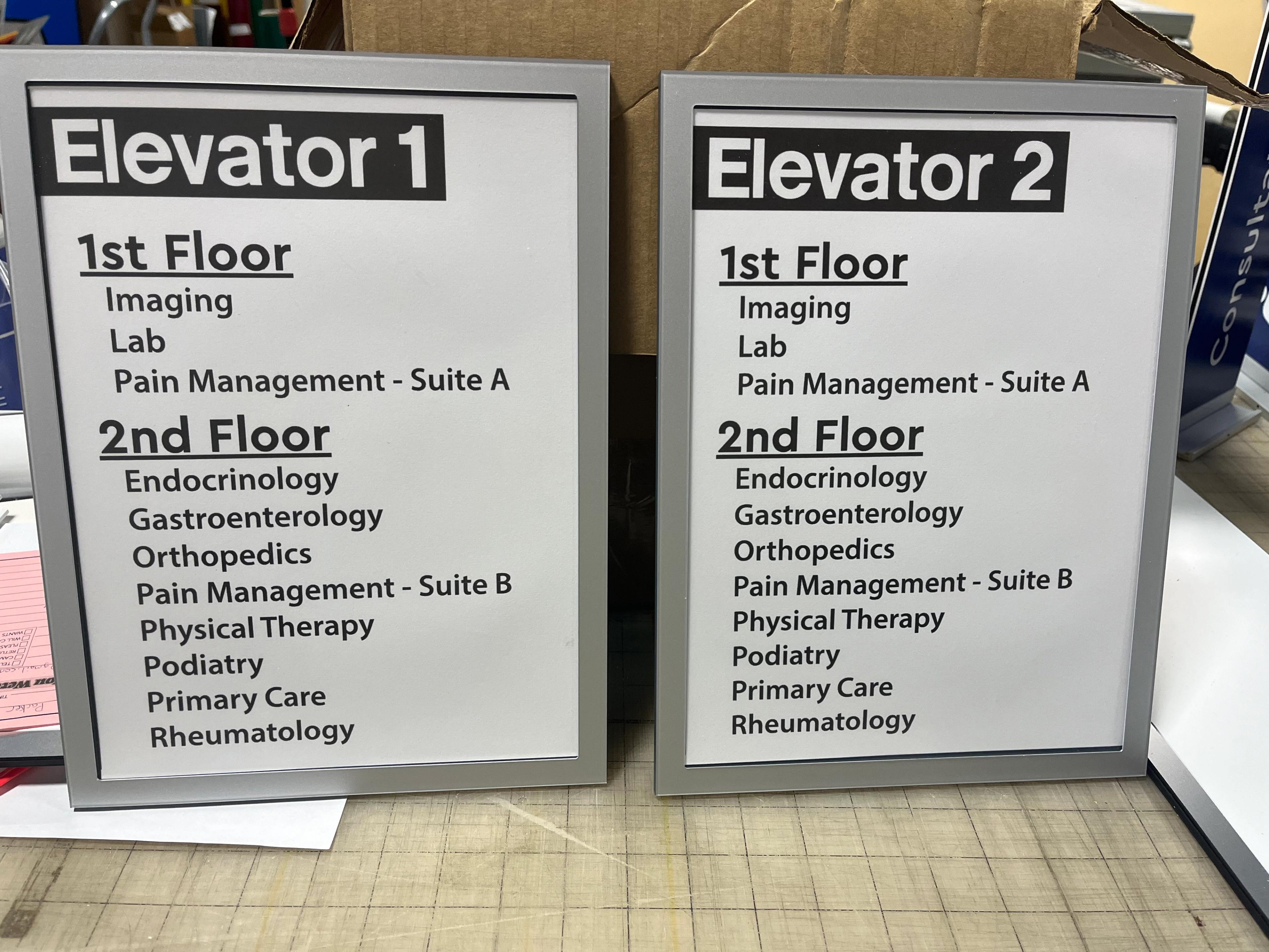 Elevator Directories Snap Frame - Fairlawn, New Jersey