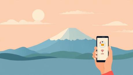 日本留学生回国使用 eSIM 上网示意图