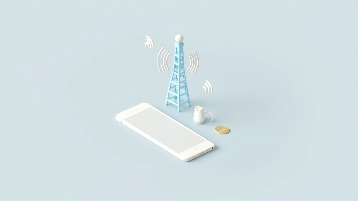 信号发射塔、手机和英镑硬币,代表 giffgaff 在中国大陆的信号与漫游资费