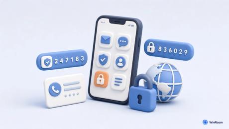 手机、验证码和手机号卡示意图，代表海外 App 注册时手机号选择