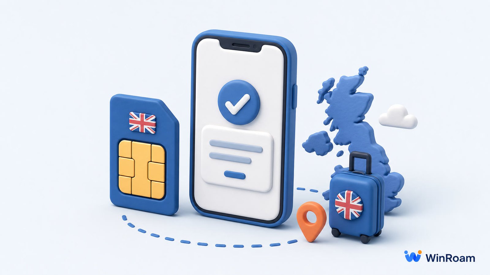 英国 SIM 卡和验证码提示示意图,代表英国 CTExcel 保号用途