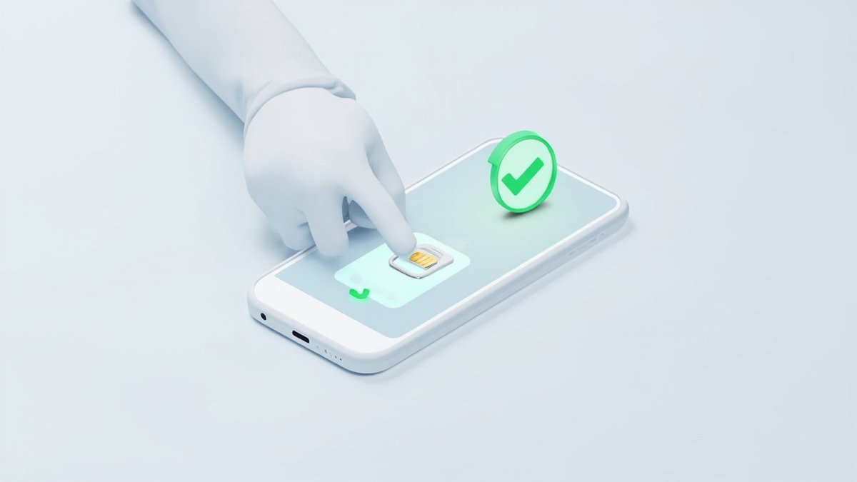 手指将 SIM 卡插入手机并出现绿色对勾,代表 giffgaff 在中国大陆插卡激活成功