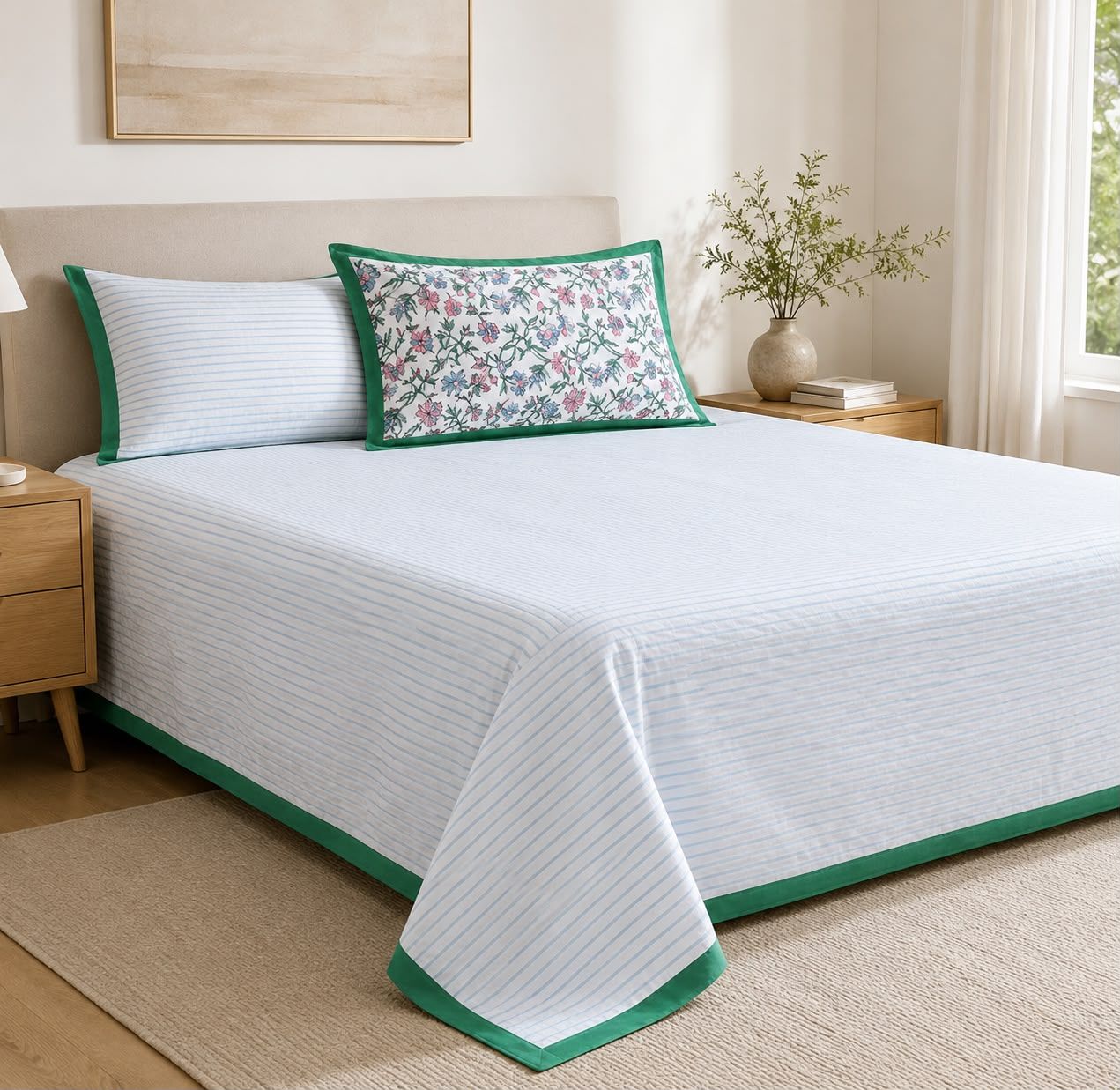 Designer 108 × 108 Inch King Size Hand Block Print Bedsheet