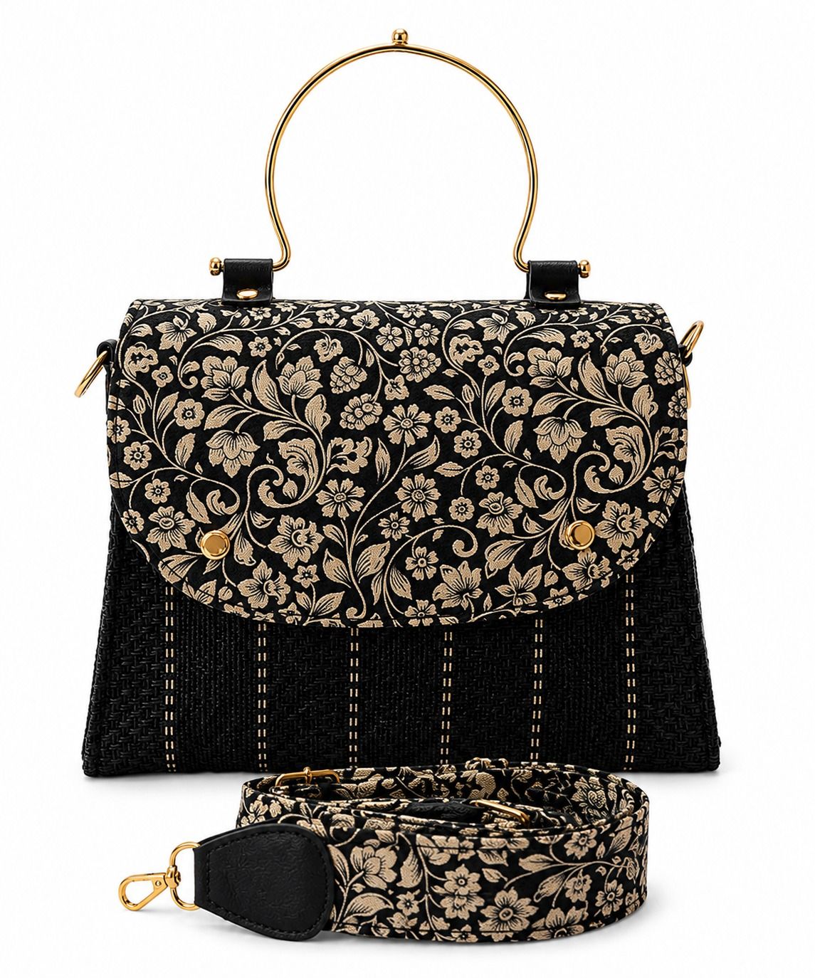 Midnight Bloom Jacquard Handbag