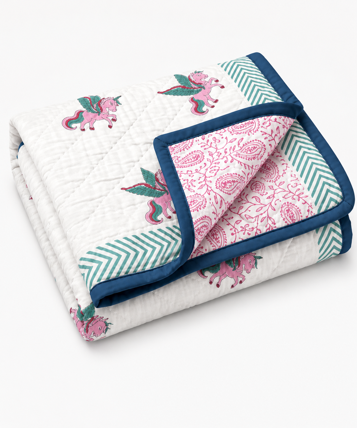Reversible Baby Quilt Soft Breathable and Comfortable Bedding for Daily Use (Red Blue)