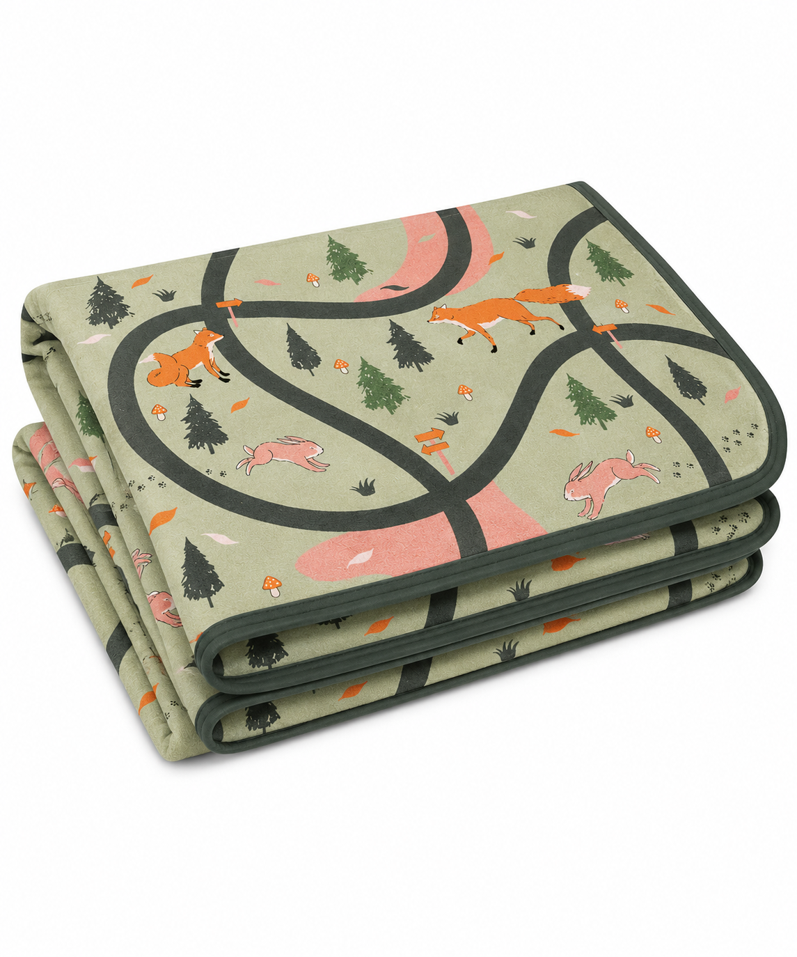 Kids Play Mat Forest Animals Green | Waterproof Anti-Slip Floor Mat for Crawling & Playtime
