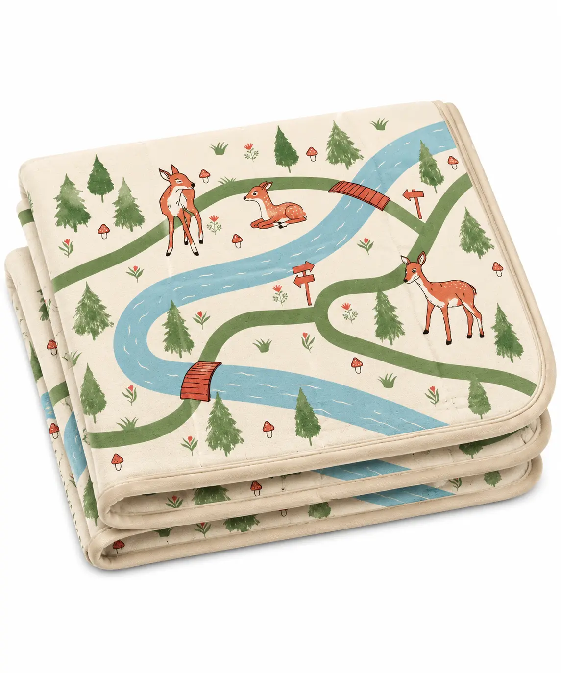 Kids Play Mat Forest Animals Green | Waterproof Anti-Slip Mat – Gift Edition