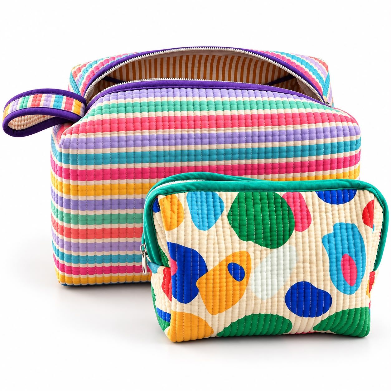 Premium Dyson & Cosmetic Pouch Combo – Rainbow Stripe