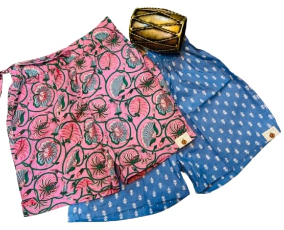 Girls Cotton Printed Shorts Combo – Set of 2 Soft Summer Shorts