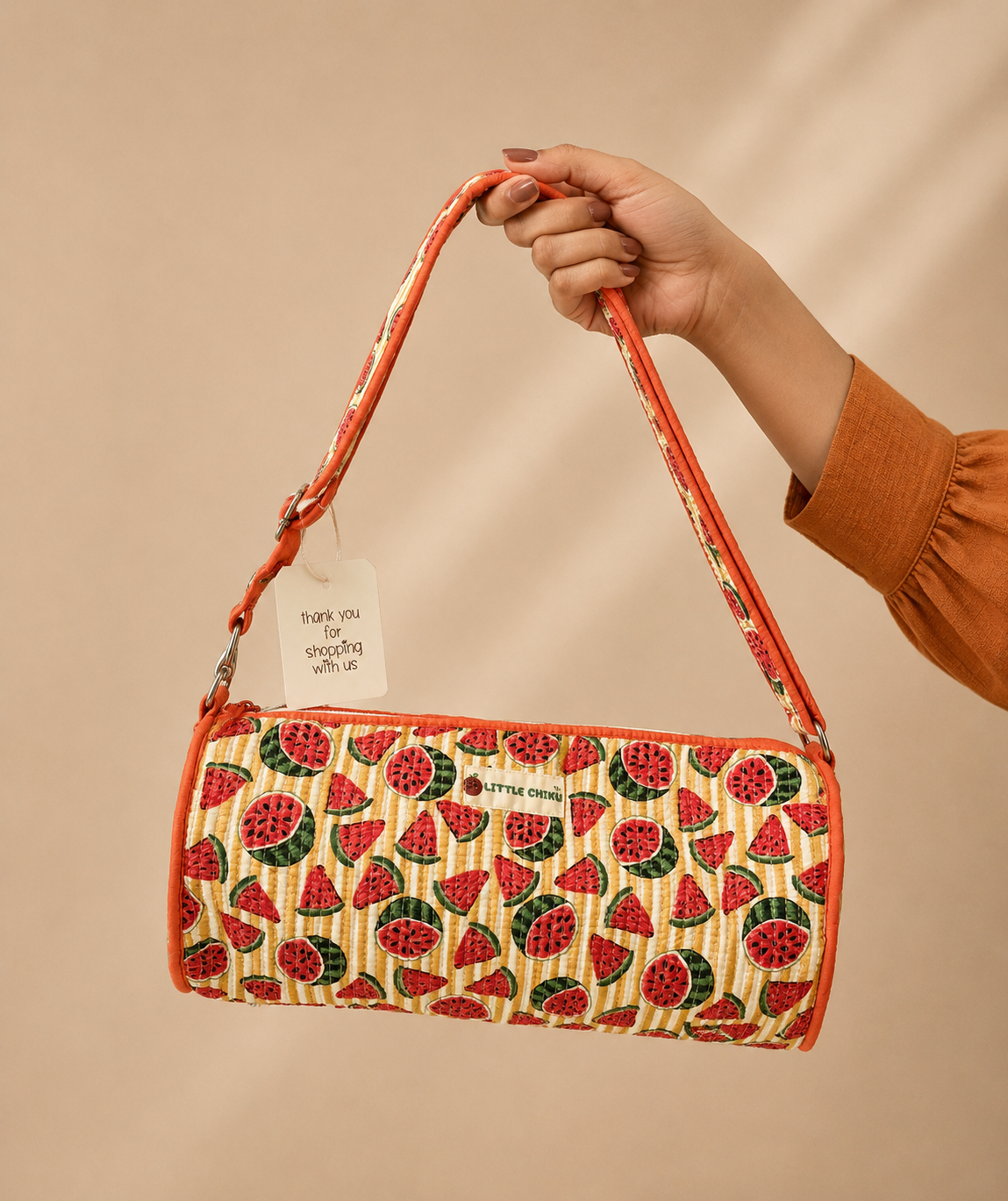 Kids Travel Duffle Bag – Watermelon Print Quilted Cotton Weekend & Sports Bag