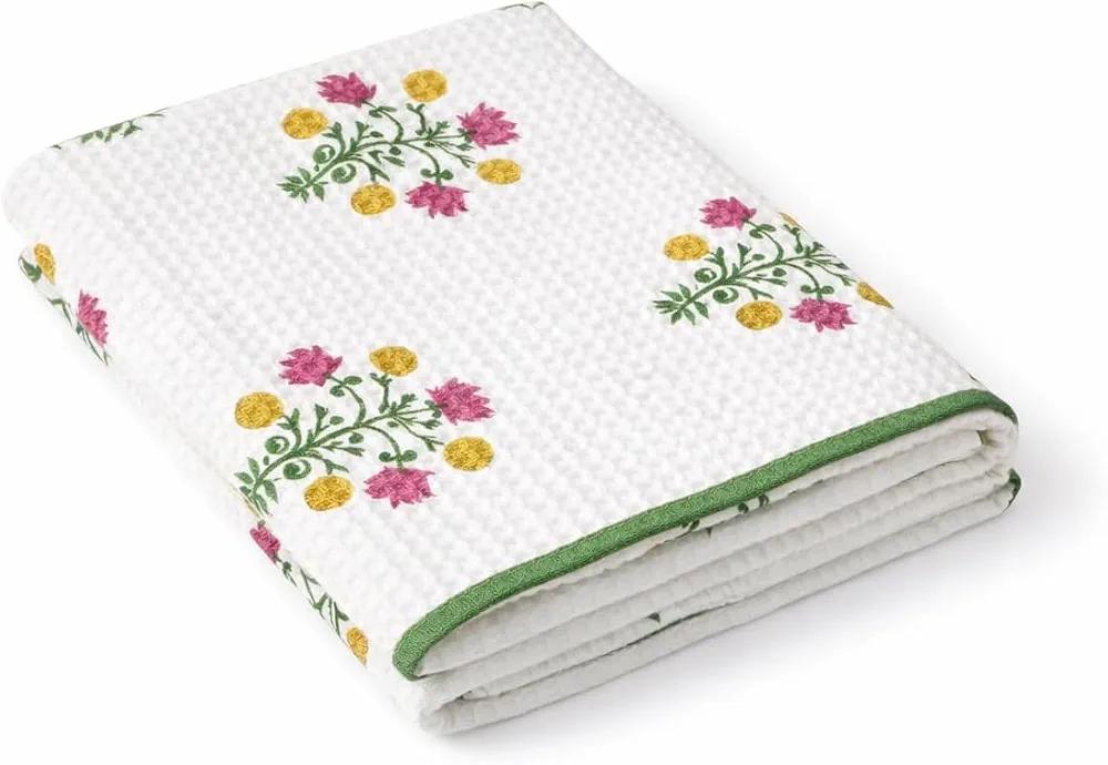 Handblock Waffle Cotton Bath Towel - Hariyali