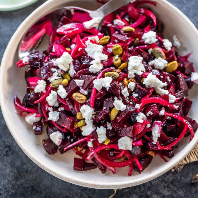 Roasted Beets with Pistachios & Goat Cheese