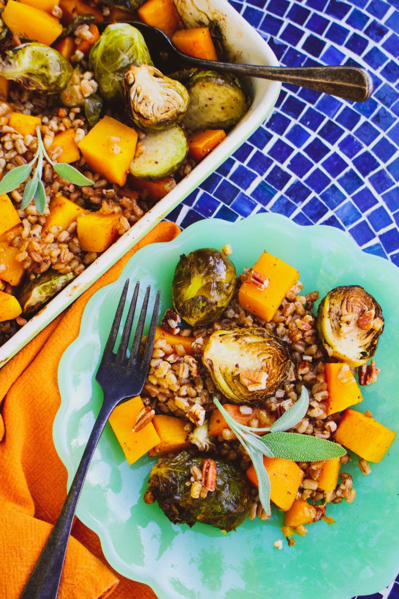 Balsamic Butternut Squash and Brussels Sprouts