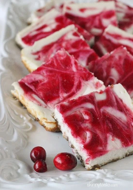 Cranberry Swirl Cheesecake Squares