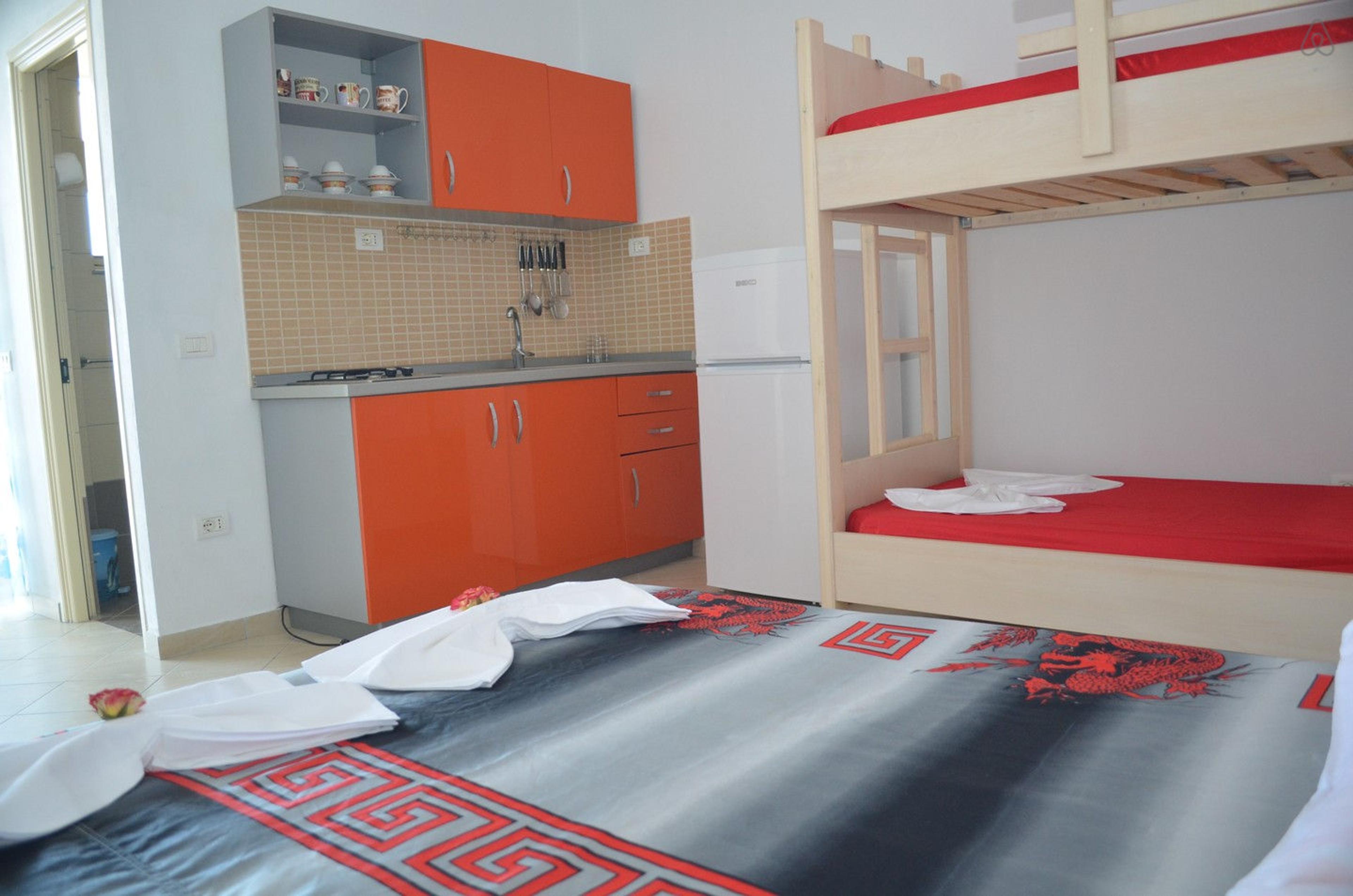 One Bedroom with kitchen and bunk bed