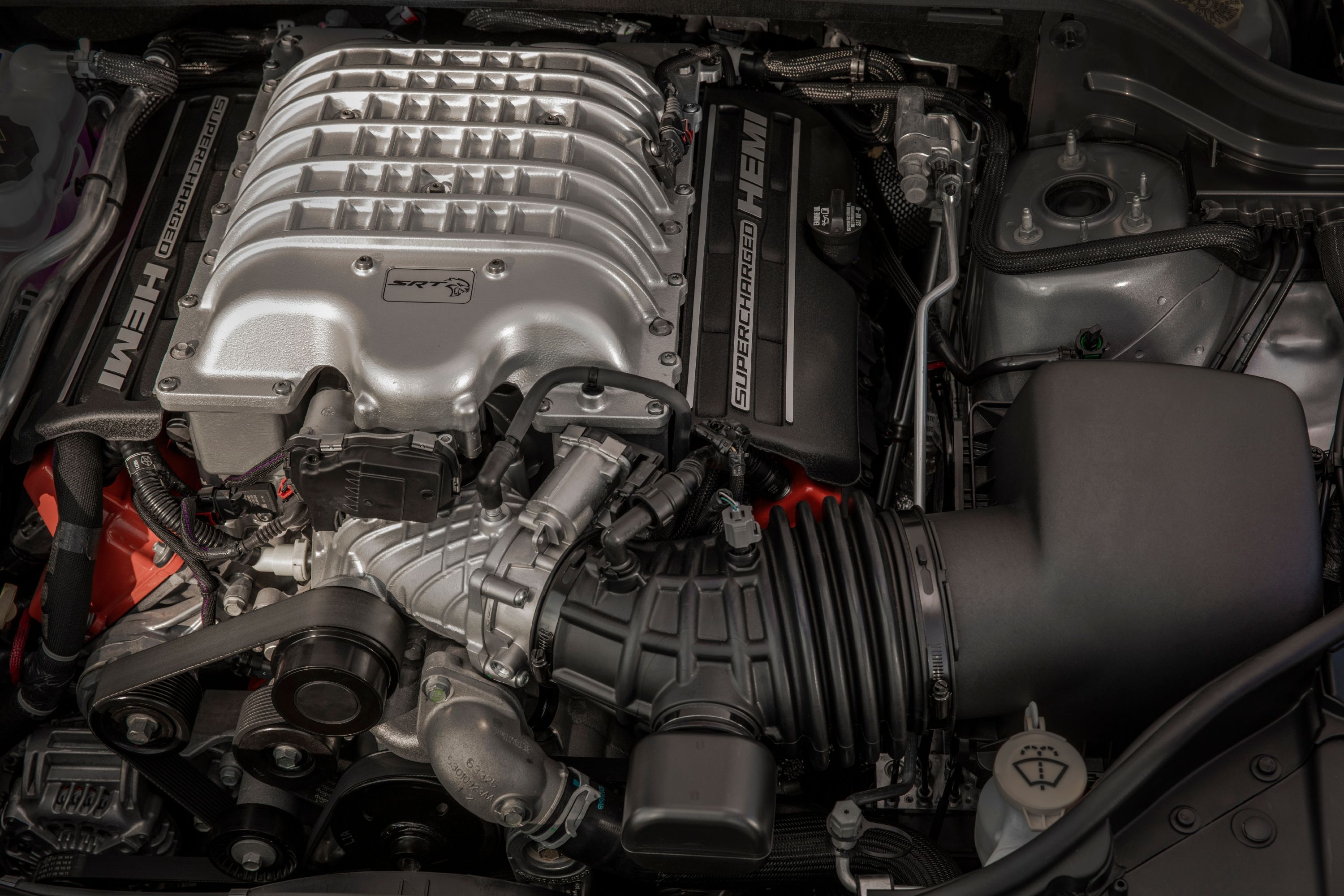 The Jeep Grand Cherokee Trackhawk's supercharged engine