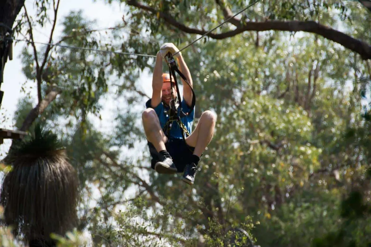 Zip lining at Yanchep