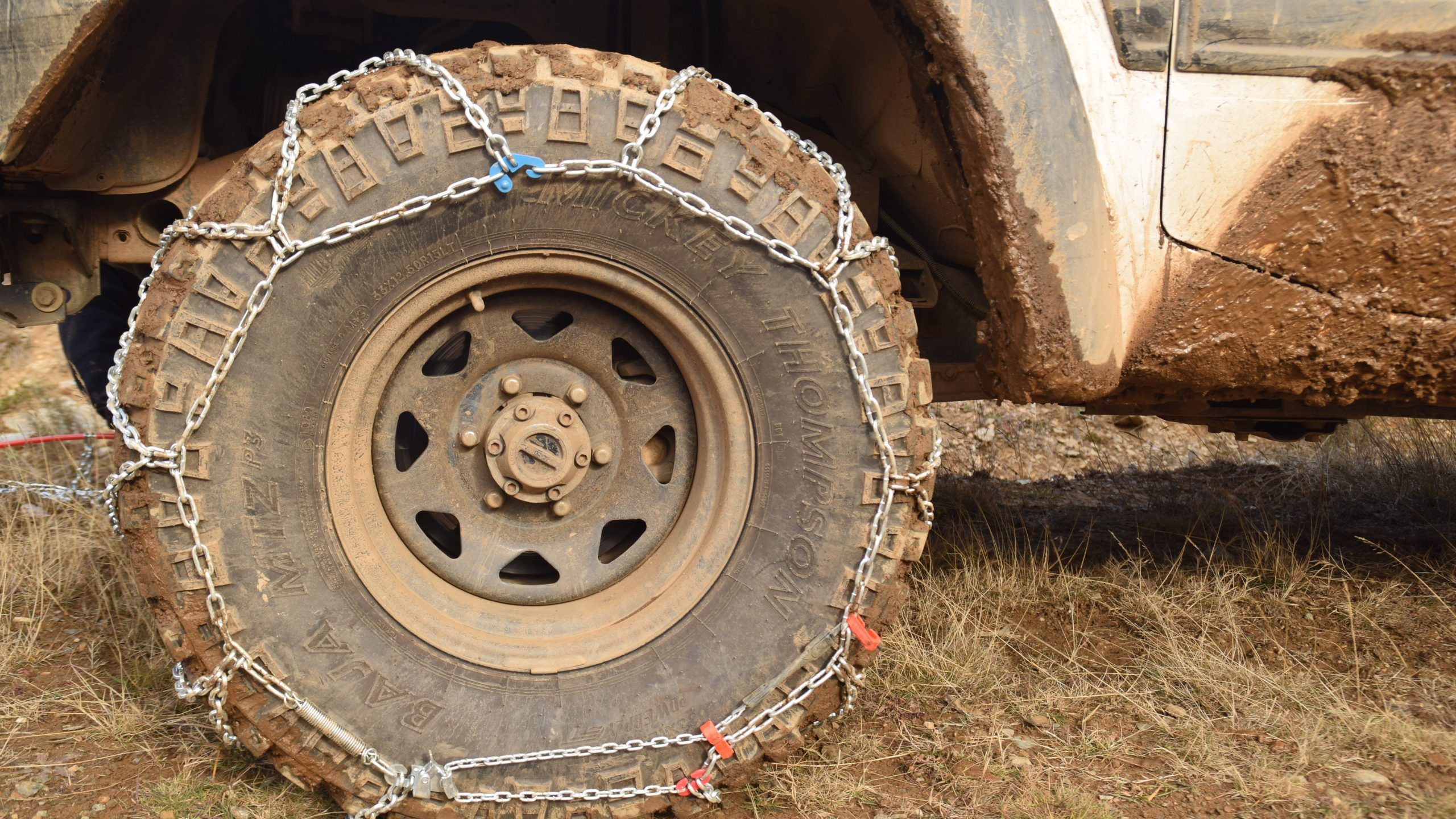 snow chains on a 4X4's tyre