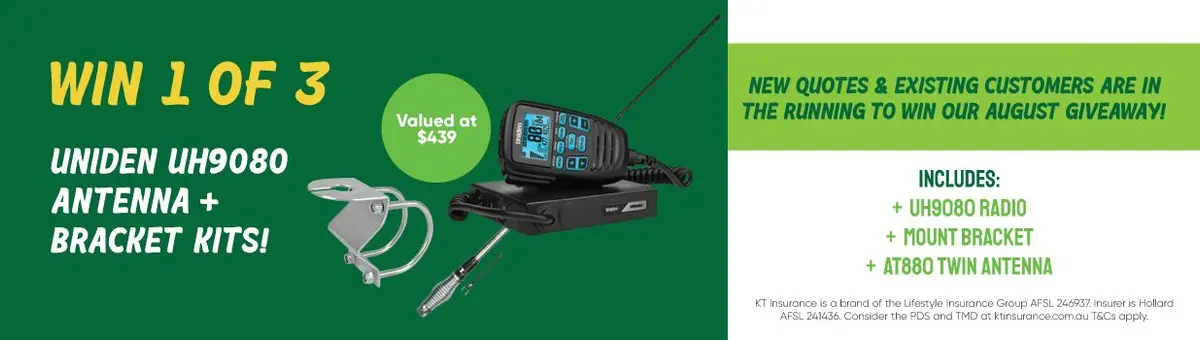 KT Insurance’s Uniden UH9080 Antenna +Bracket August Giveaway