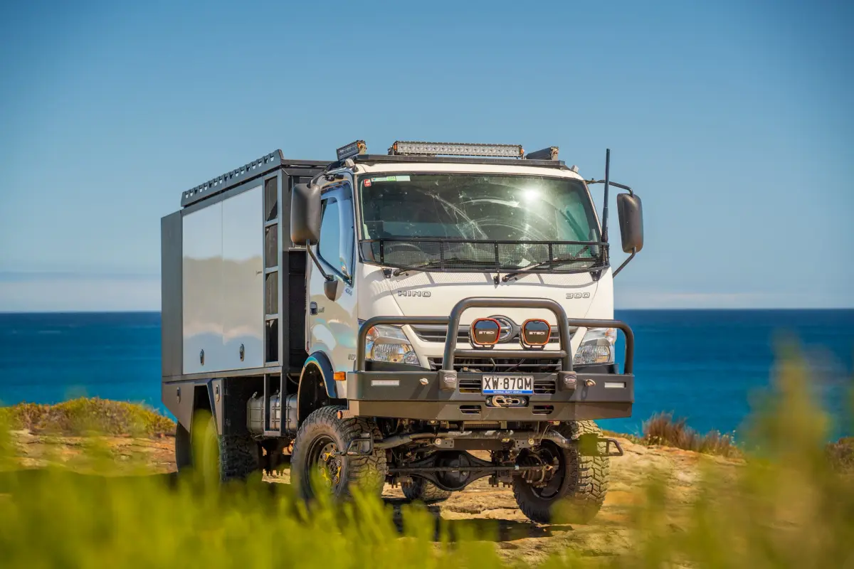 Hino truck 4X4 near ocean