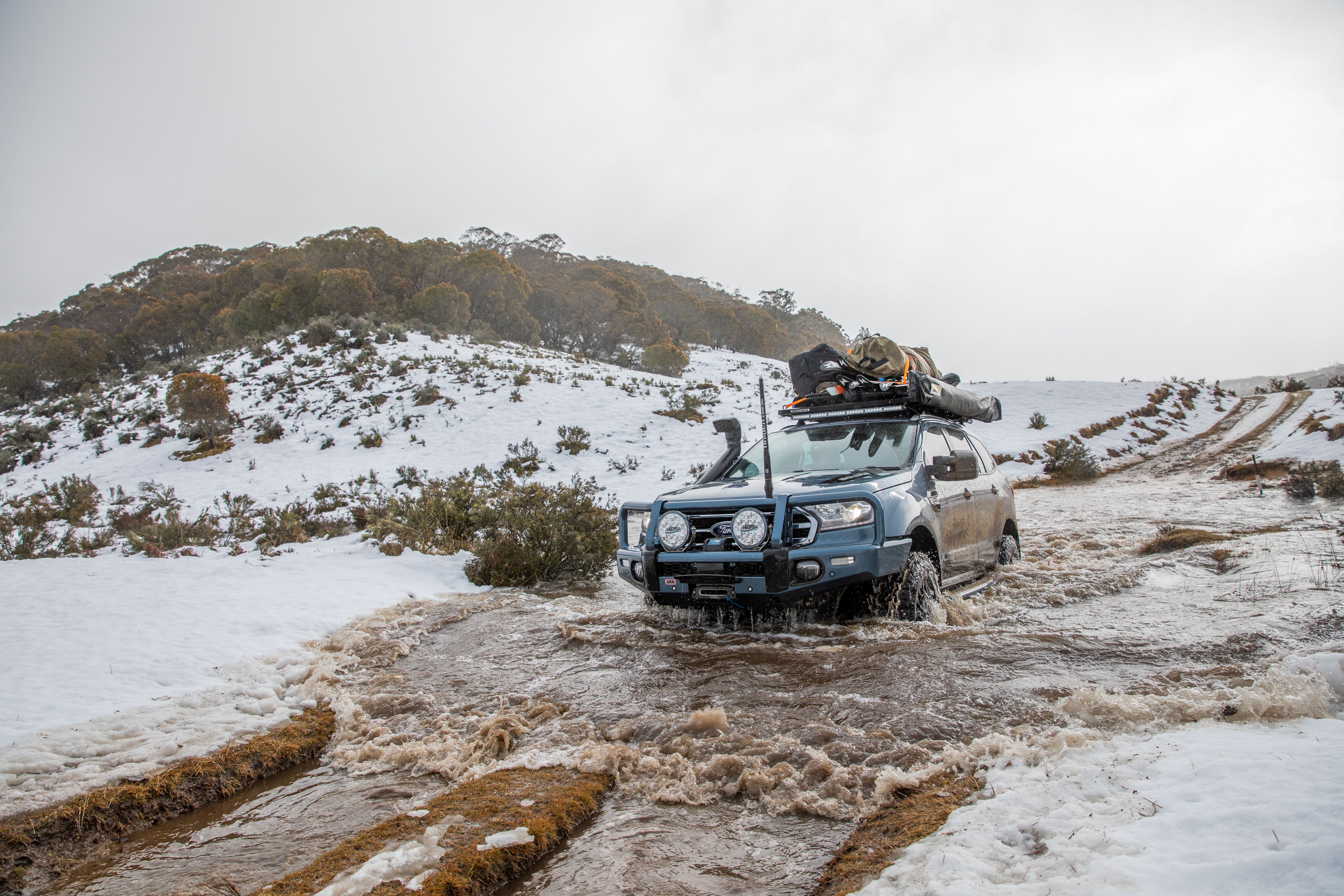 Pat Callinan 4X4 water crossing in Snowy Mountains