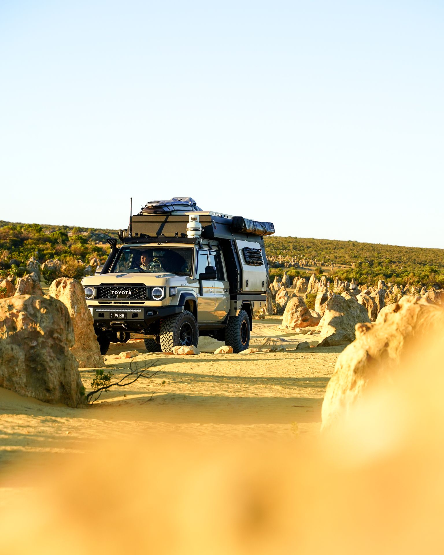 Toyota LandCruiser 4X4 among the Pinnacles Desert in WA