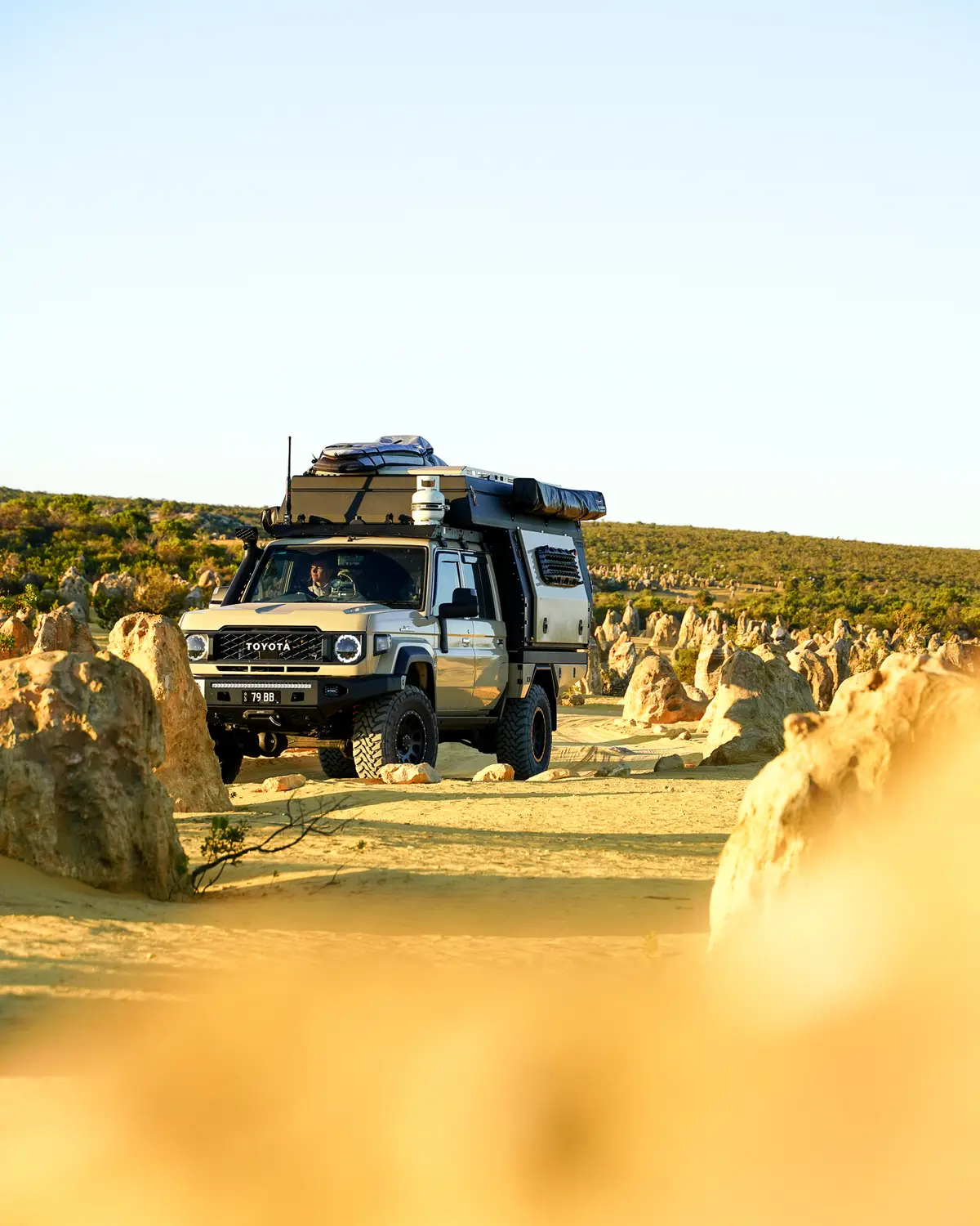 Toyota LandCruiser 4X4 among the Pinnacles Desert in WA