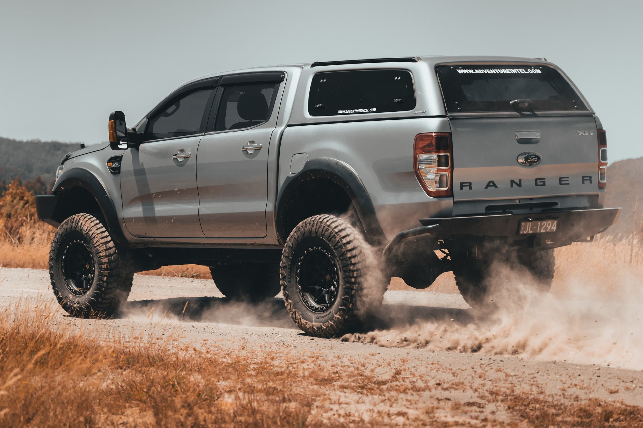 A 4X4 Ford Ranger with modified wheels and tyres