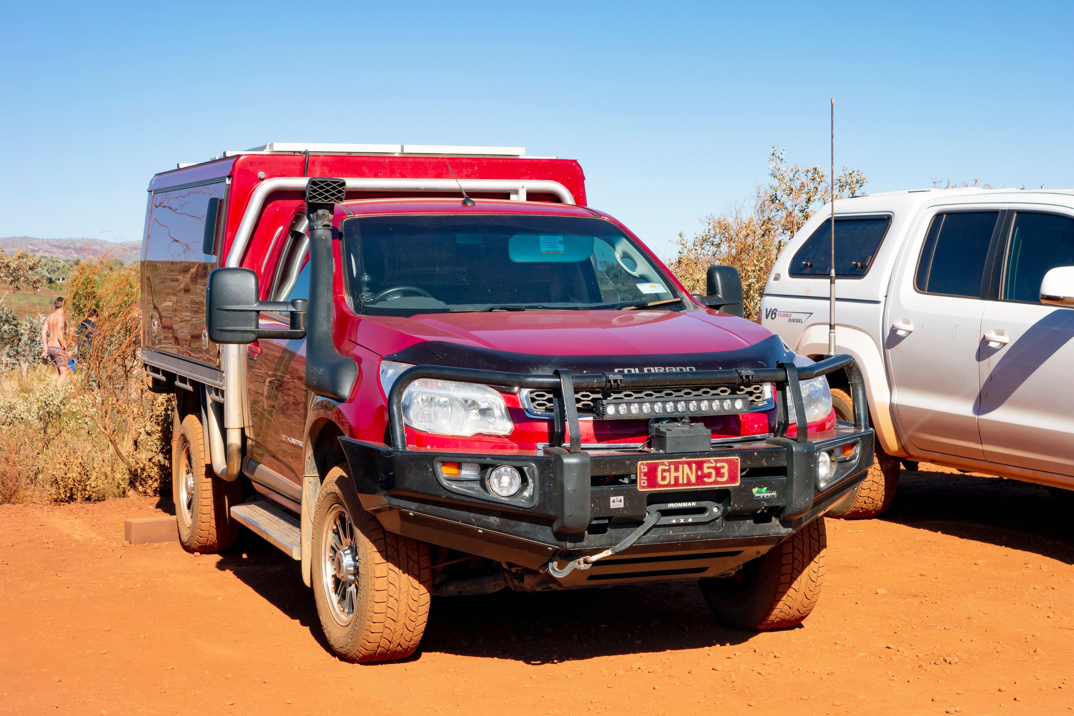 Red Holden Colorado 4WD Ute in Outback Australia